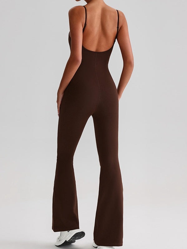 Women's Yoga Straps One-Piece Bell-Bottom Pants