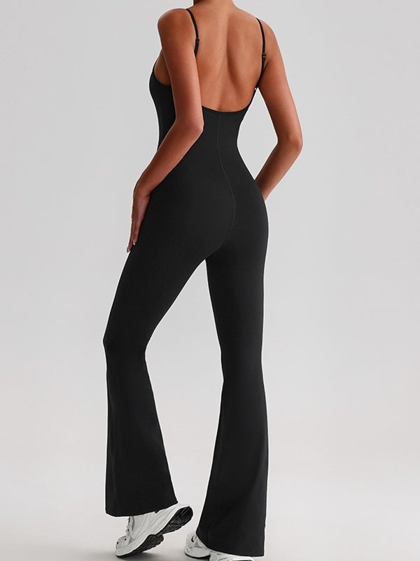Women's Yoga Straps One-Piece Bell-Bottom Pants