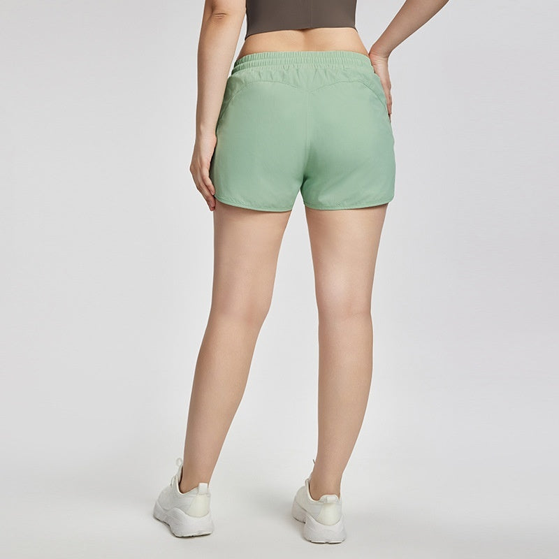 Outdoor Wear Anti-Exposure Yoga Shorts with Pockets – Women's High-Waist Drawstring Workout Shorts