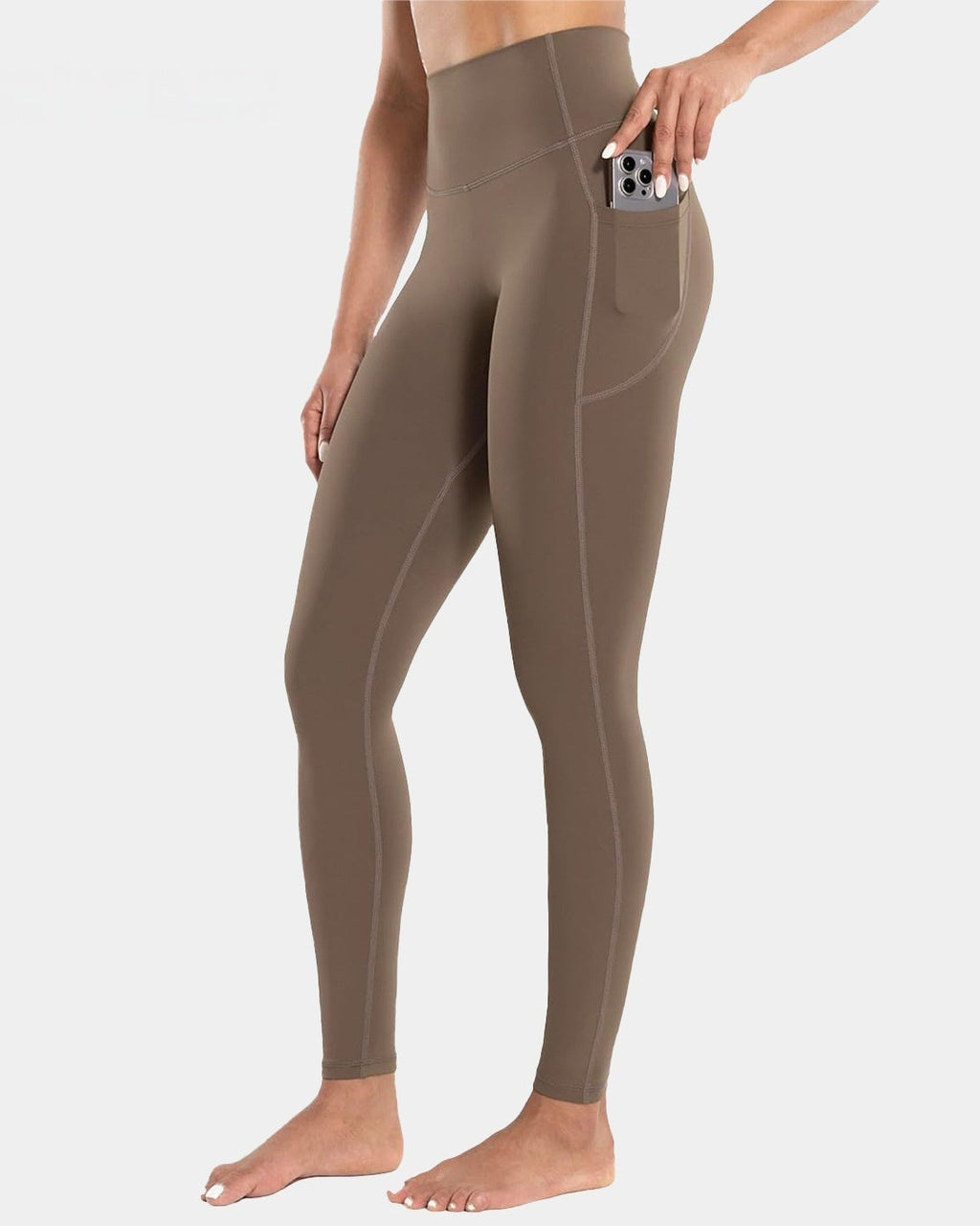 High-Waist Nude-Feel Seamless Fitness Pants With Pocket