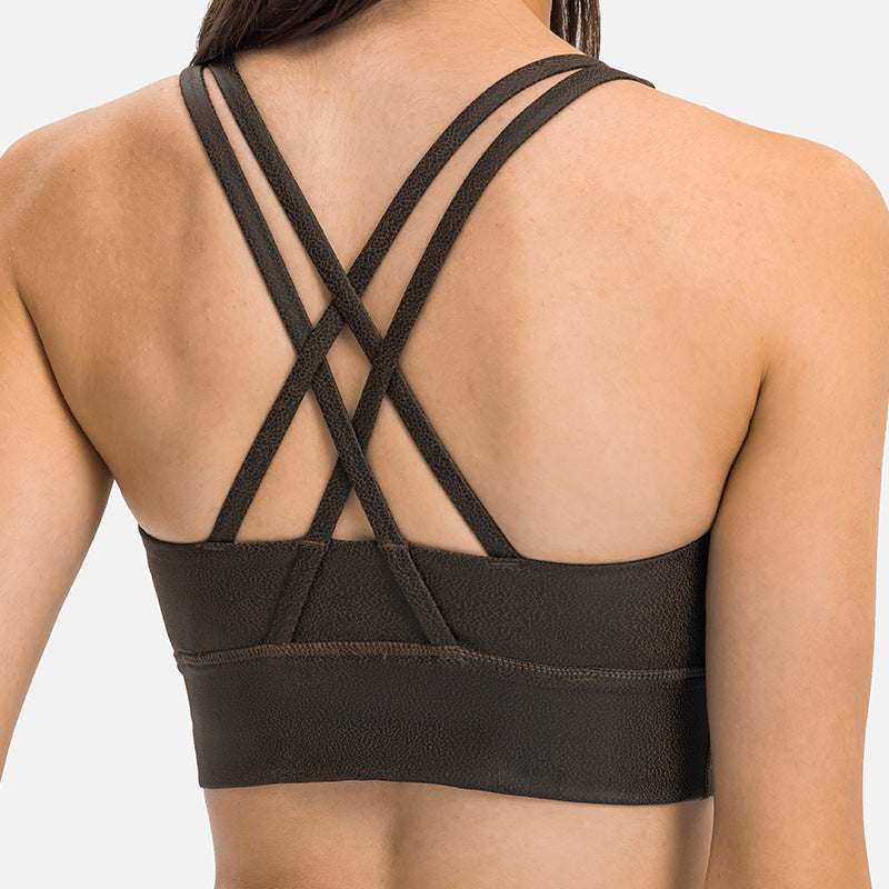 Matte Leather Print Sports Bra