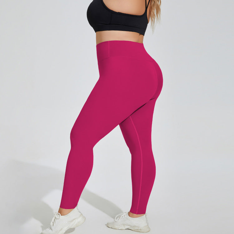 Plus Size Yoga Pants Nude Feel Breathable High Top Sports Fitness Pants