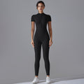 Women's Zipper Short Sleeve Yoga Bodysuit