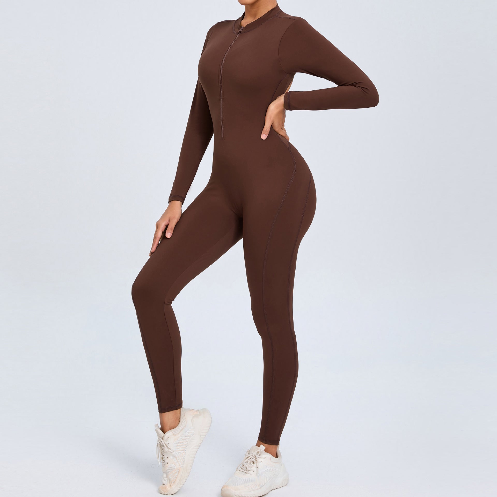 Women’s Backless Long-Sleeve Zipper Bodysuit