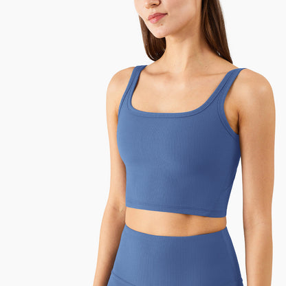 Women's Skin-Friendly Sports Yoga Vest – High Elastic Gathered Underwear Top