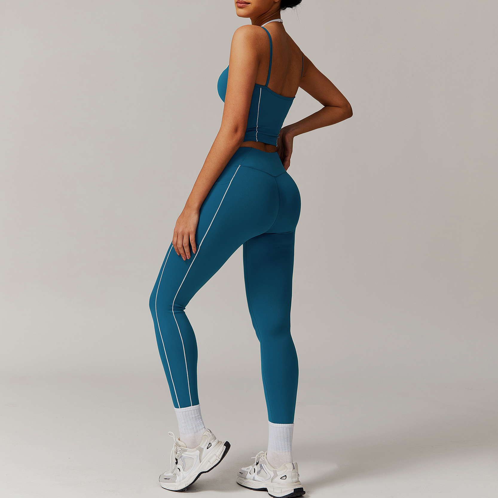 Elastic Faux Two-Piece Fitness Set