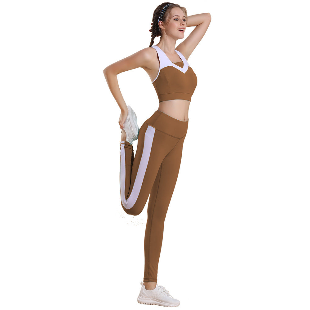 Women's stitching sports bra set