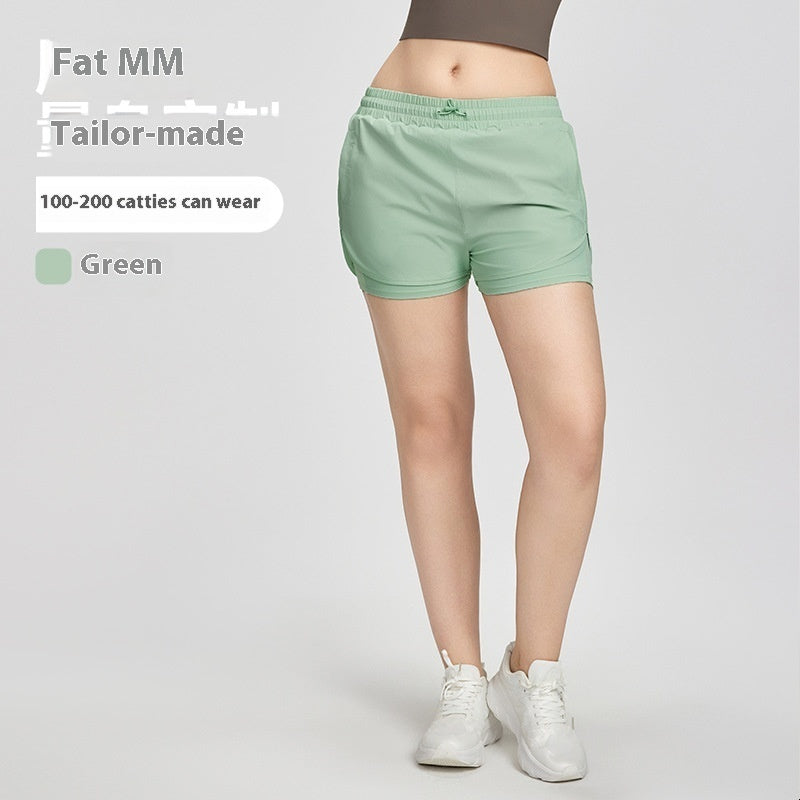 Outdoor Wear Anti-Exposure Yoga Shorts with Pockets – Women's High-Waist Drawstring Workout Shorts