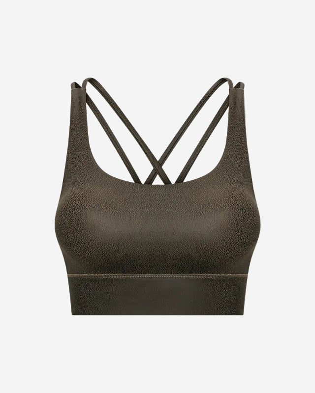Matte Leather Print Sports Bra