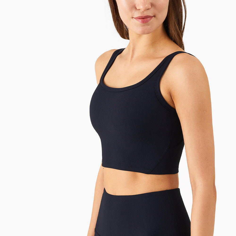 Women's Skin-Friendly Sports Yoga Vest – High Elastic Gathered Underwear Top