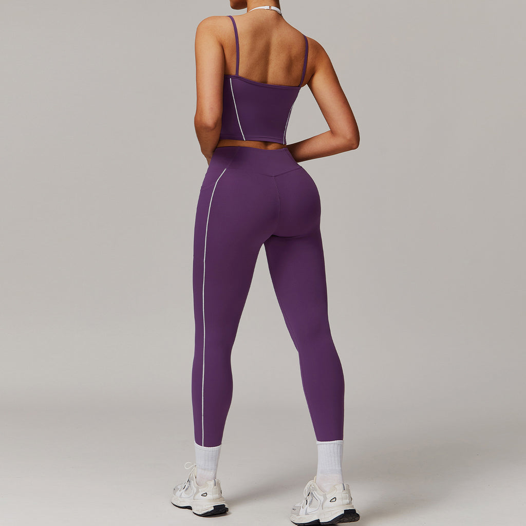 Elastic Faux Two-Piece Fitness Set
