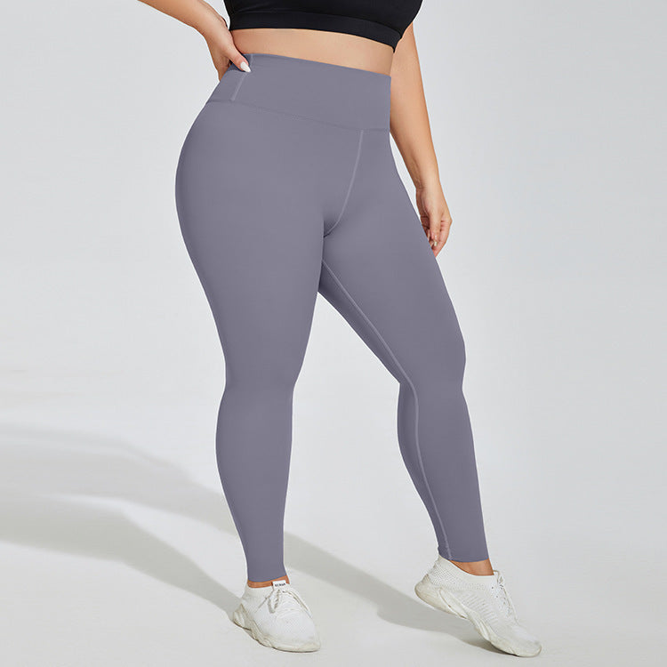 Plus Size Yoga Pants Nude Feel Breathable High Top Sports Fitness Pants
