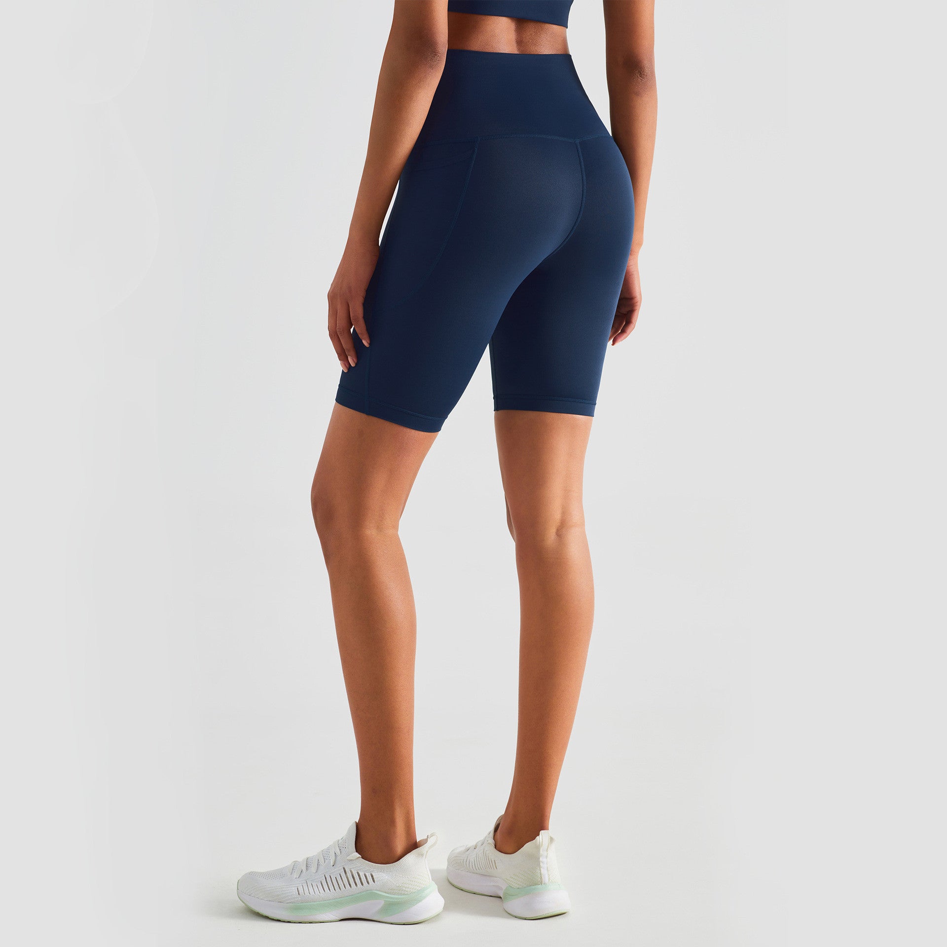 Peach Hip Lift Yoga Shorts with Side Pockets – Women's High-Waist Workout Shorts