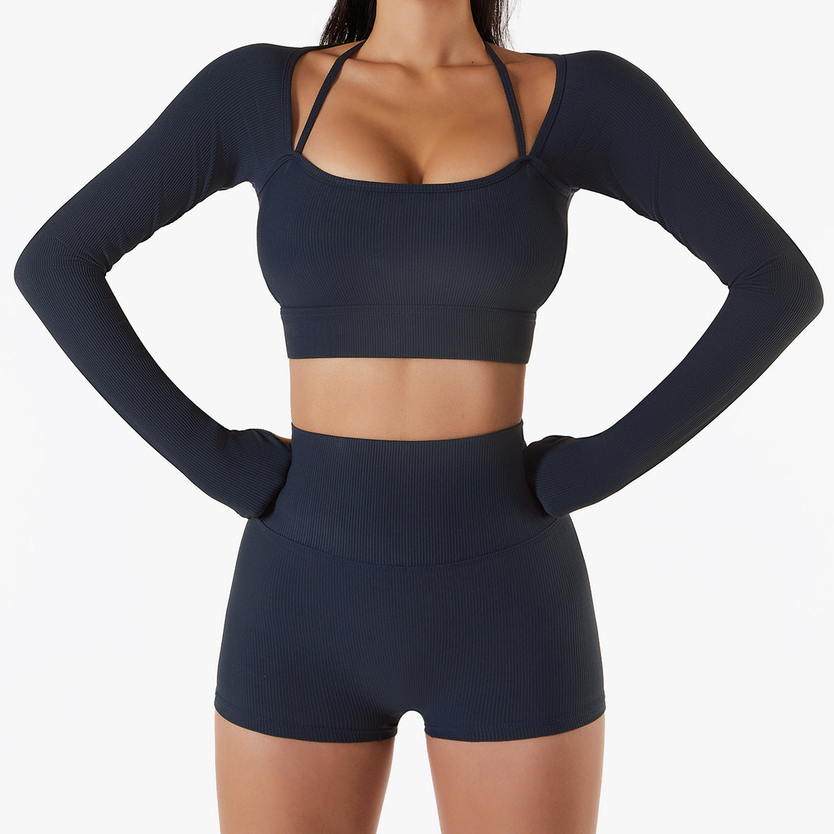 Women’s Sports Top – Quick-Dry Long Sleeve Yoga Shirt with Chest Pad, Slim Fit Workout Wear