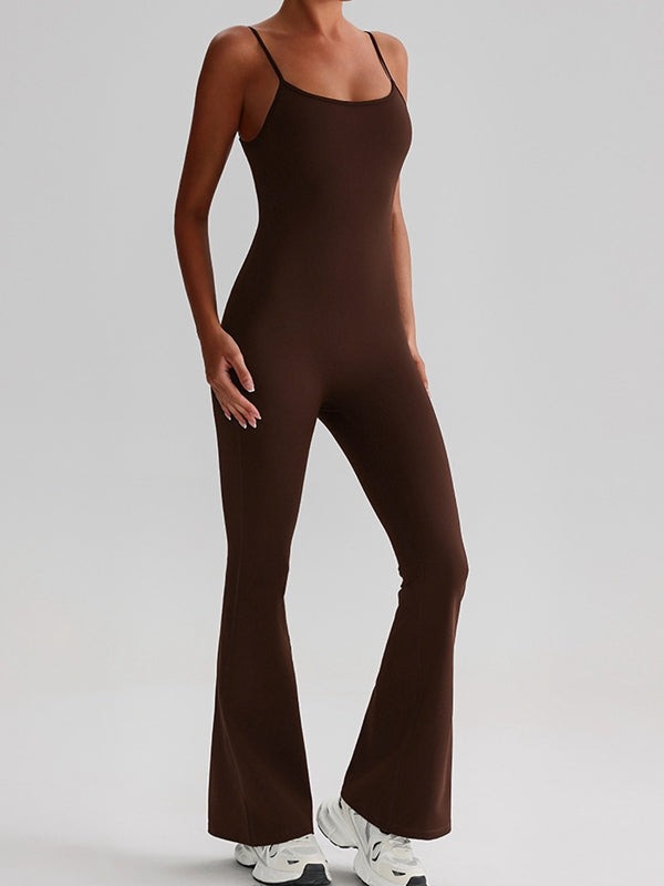 Women's Yoga Straps One-Piece Bell-Bottom Pants