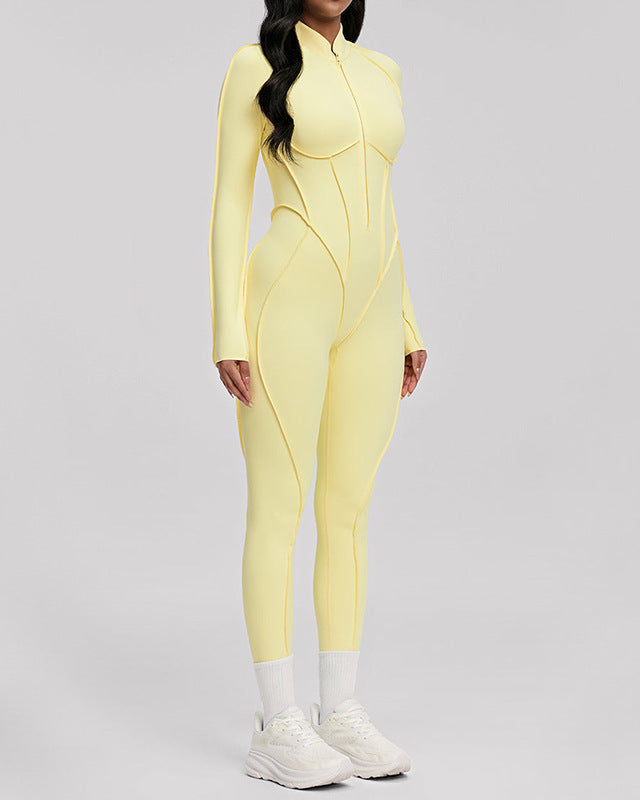 SculptFit Long-Sleeve Zipper Yoga Bodysuit
