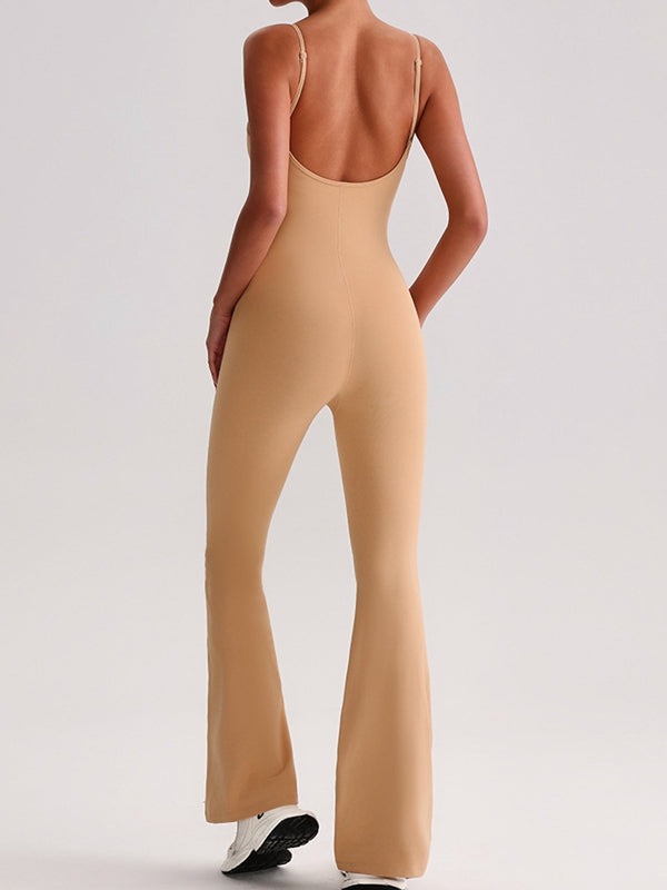 Women's Yoga Straps One-Piece Bell-Bottom Pants