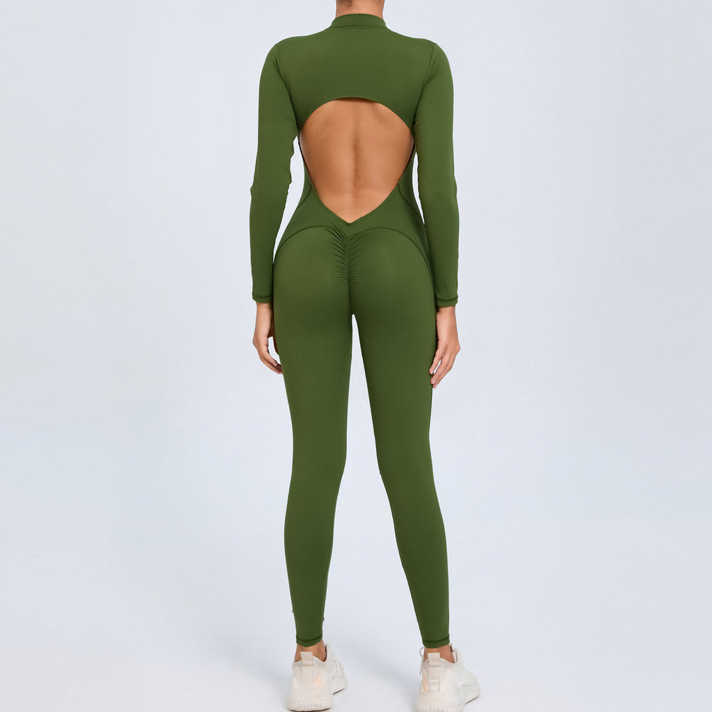 Women’s Backless Long-Sleeve Zipper Bodysuit