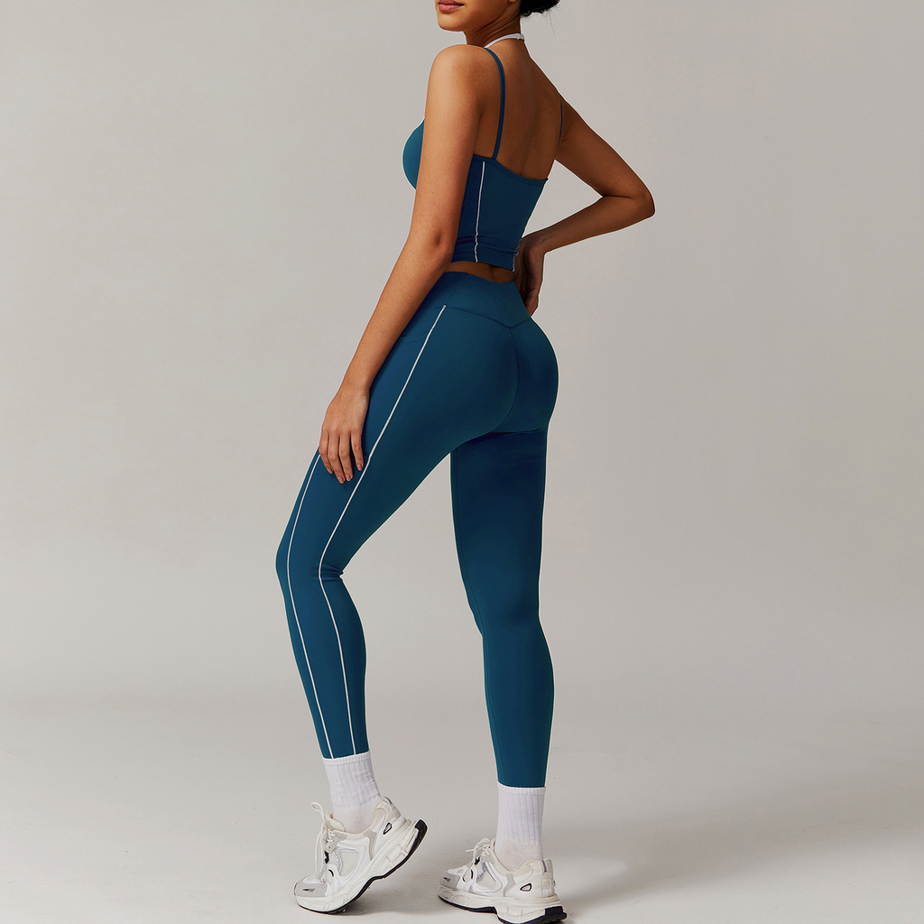 Elastic Faux Two-Piece Fitness Set