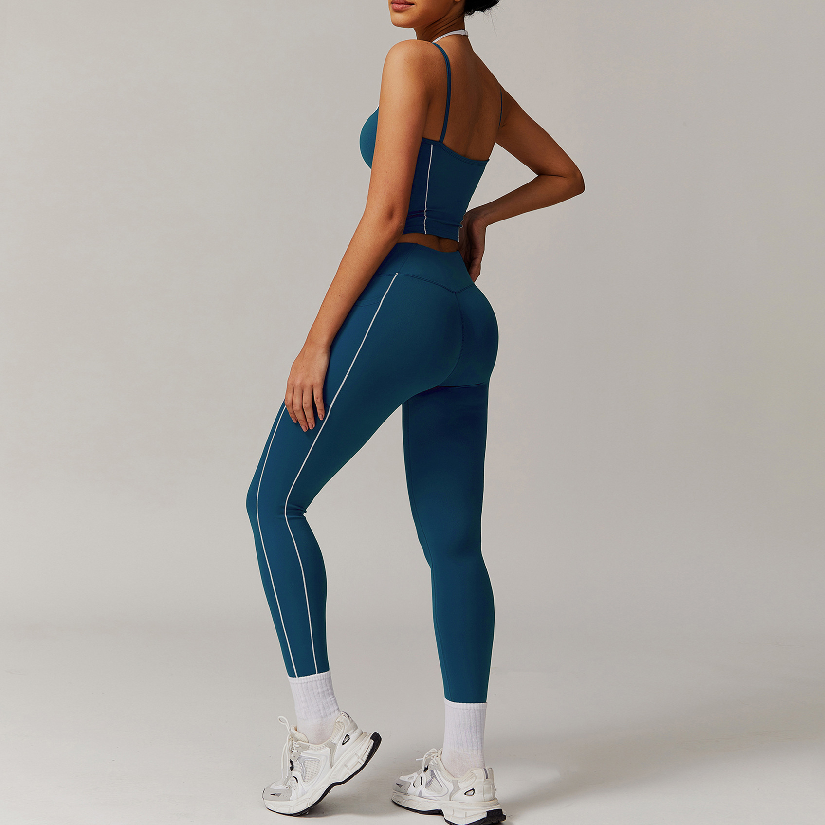 Elastic Faux Two-Piece Fitness Set