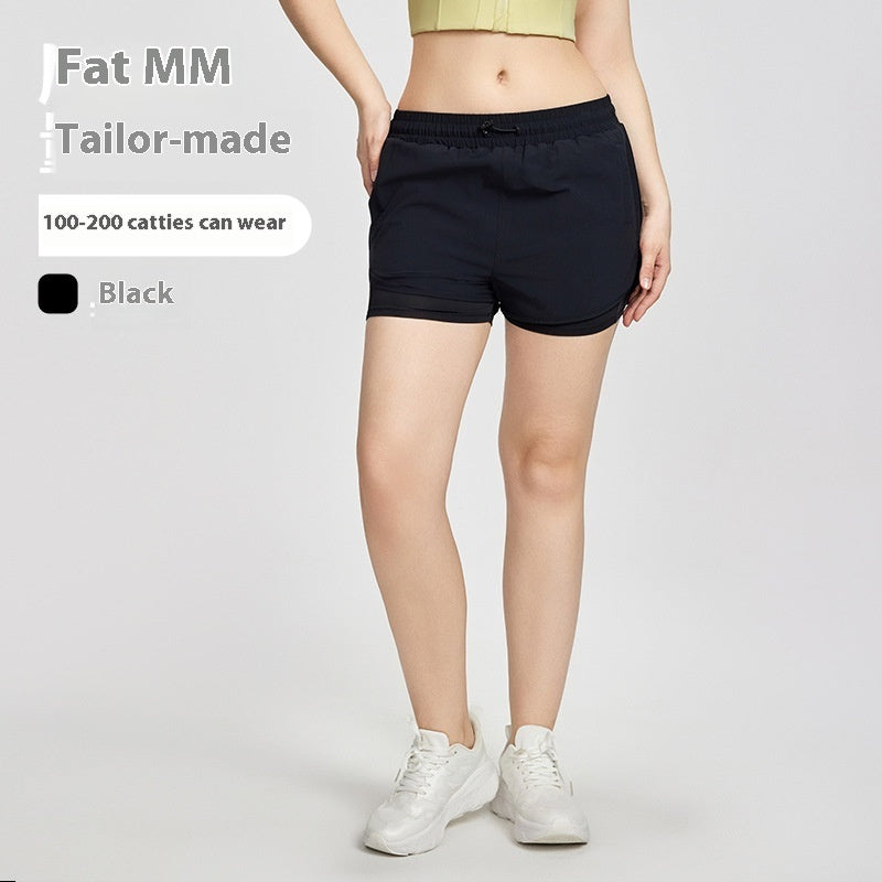 Outdoor Wear Anti-Exposure Yoga Shorts with Pockets – Women's High-Waist Drawstring Workout Shorts