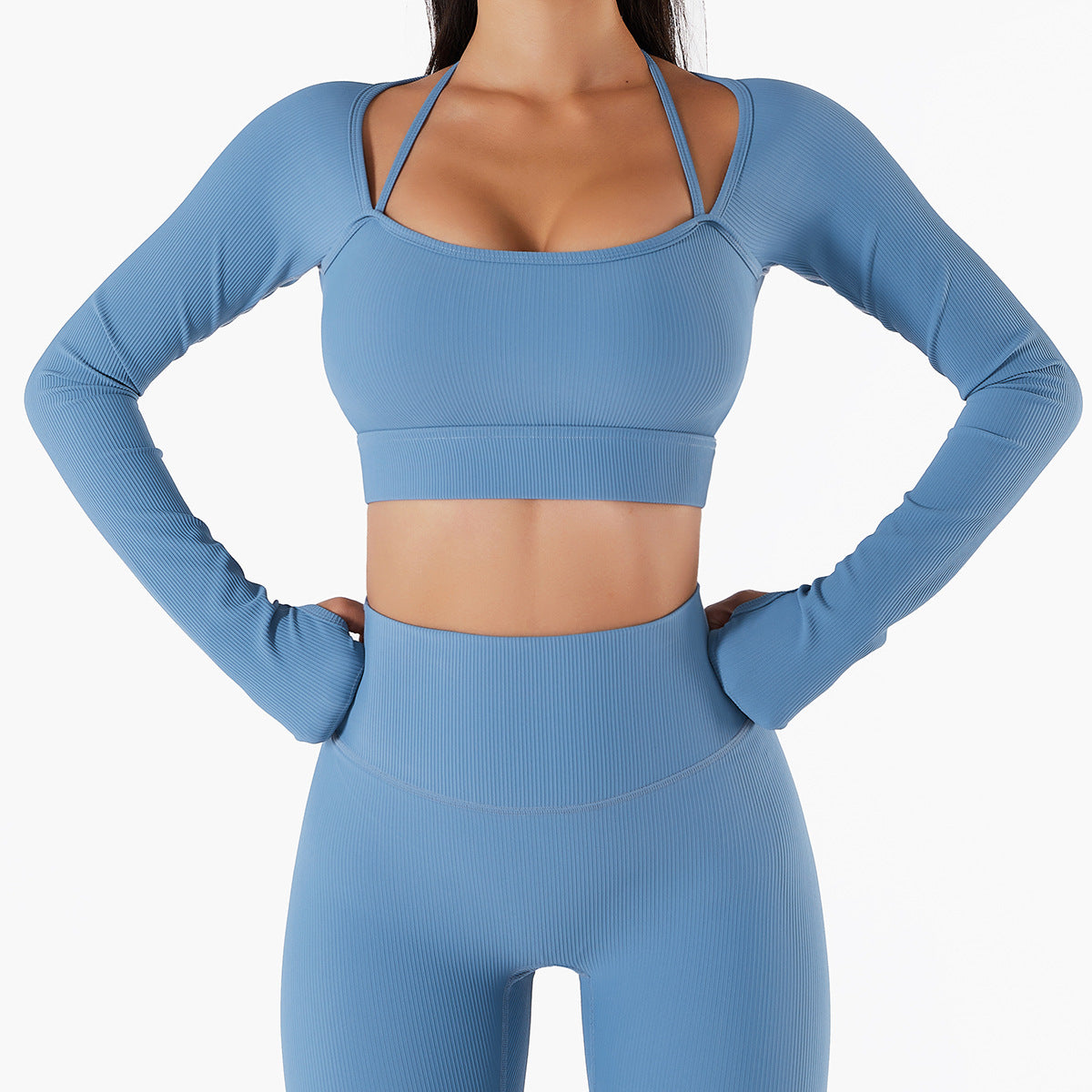 Women’s Sports Top – Quick-Dry Long Sleeve Yoga Shirt with Chest Pad, Slim Fit Workout Wear