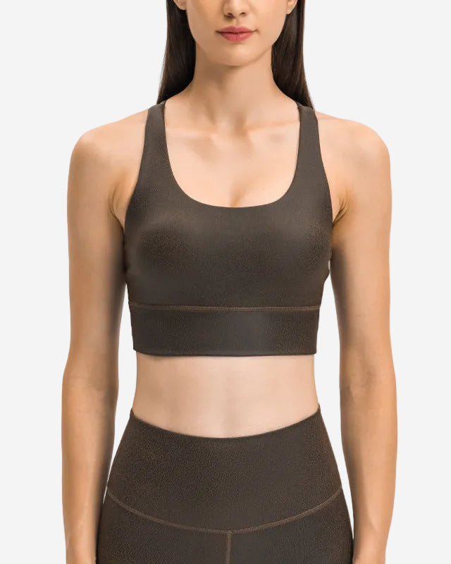 Matte Leather Print Sports Bra