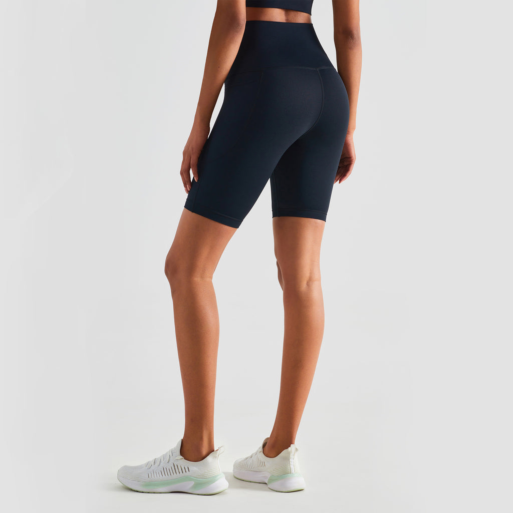 Peach Hip Lift Yoga Shorts with Side Pockets – Women's High-Waist Workout Shorts