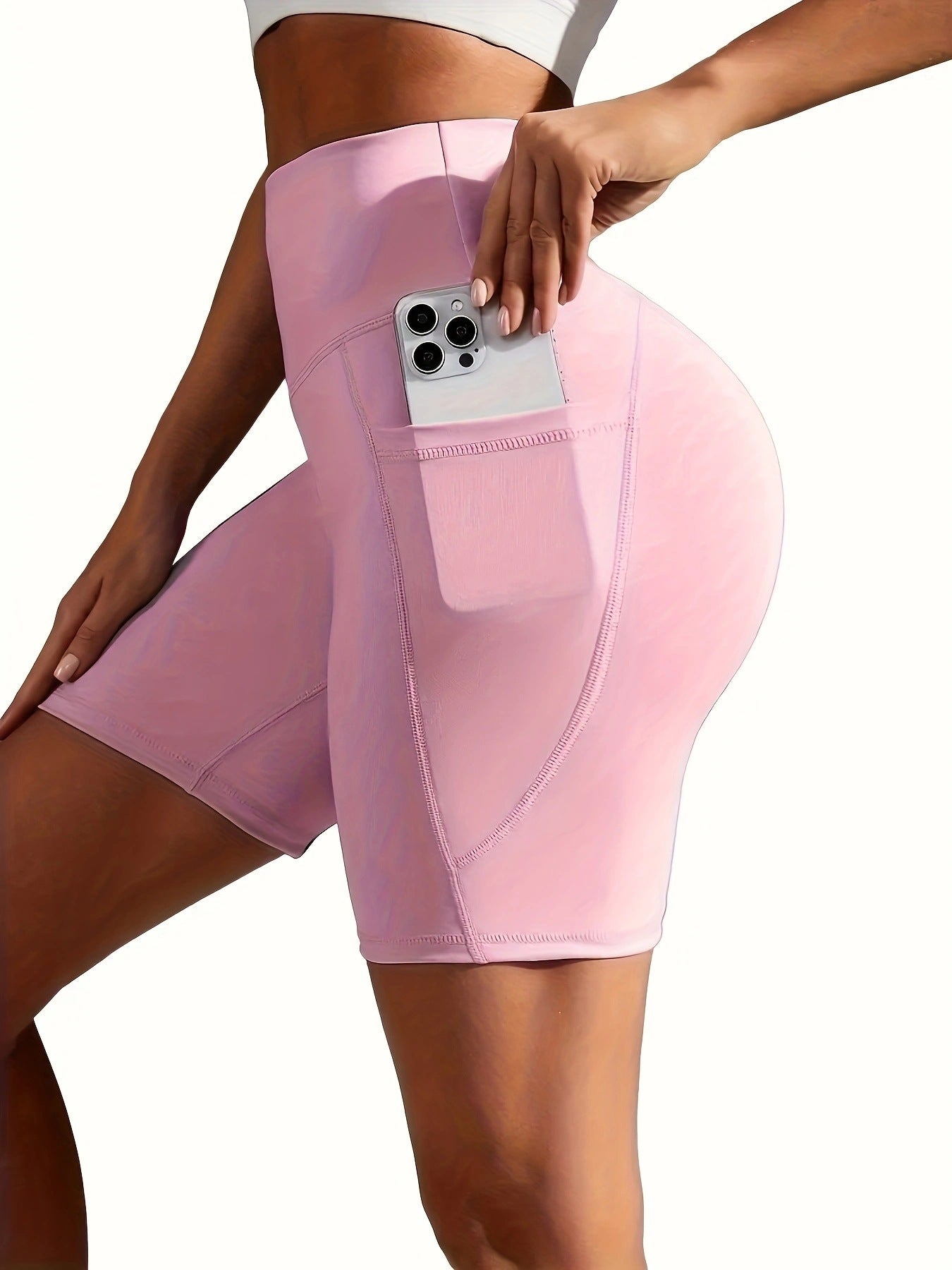 Plus Size Five-point Pocket Yoga Pants High Waist Hip Lift Sports Shorts