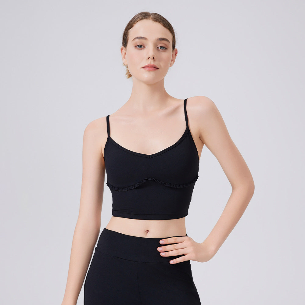 Beauty Back Spaghetti Lace Up Lace Yoga Vest