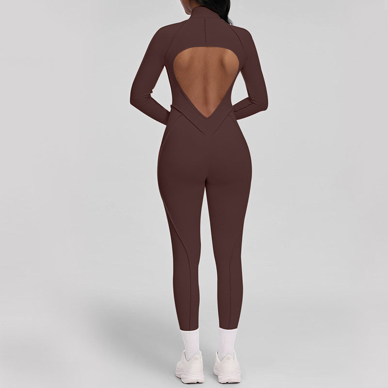 SculptFit Long-Sleeve Zipper Yoga Bodysuit