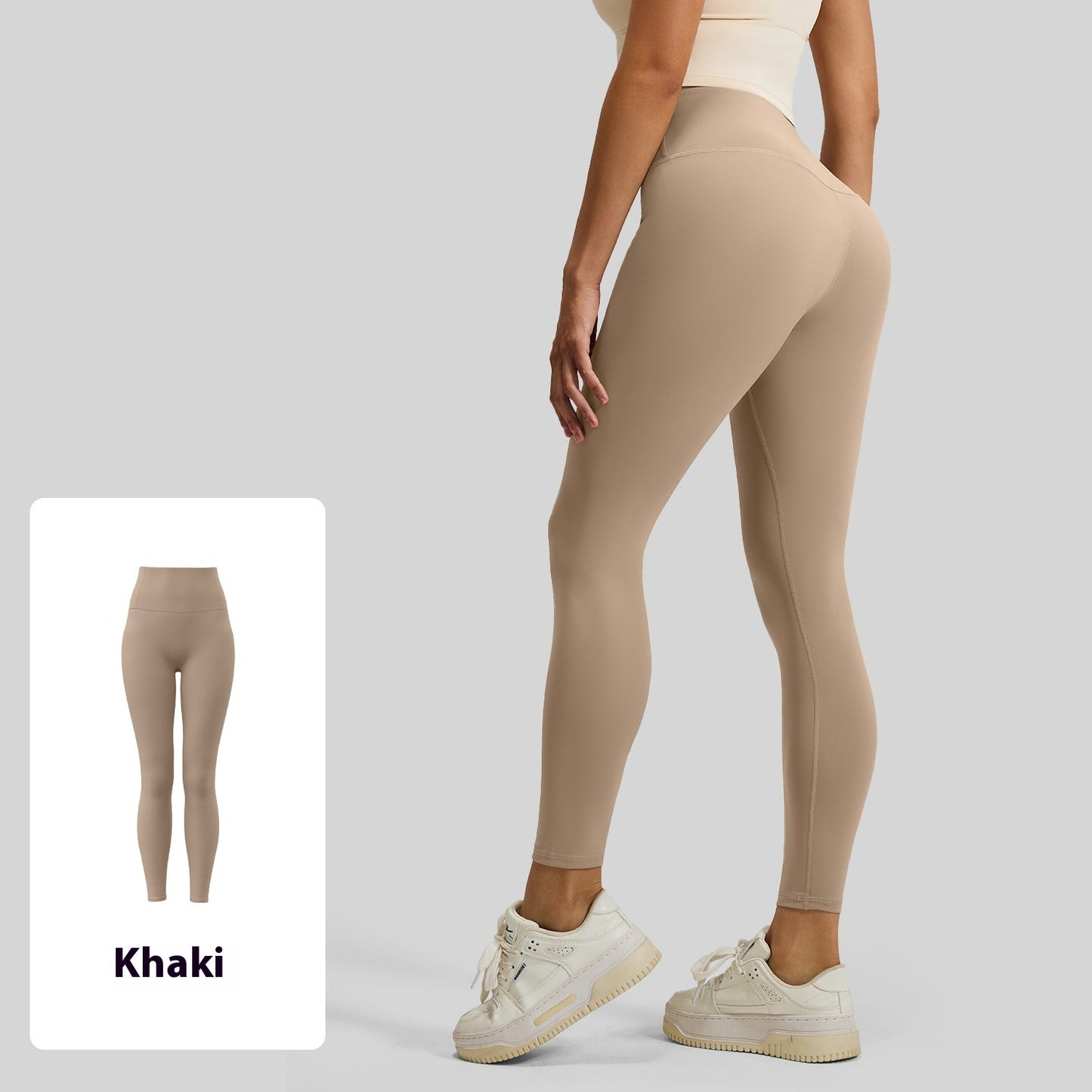 No Embarrassment Line Peach Hip Raise Yoga High Waist Belly Contracting Exercise Nude Feel Leggings