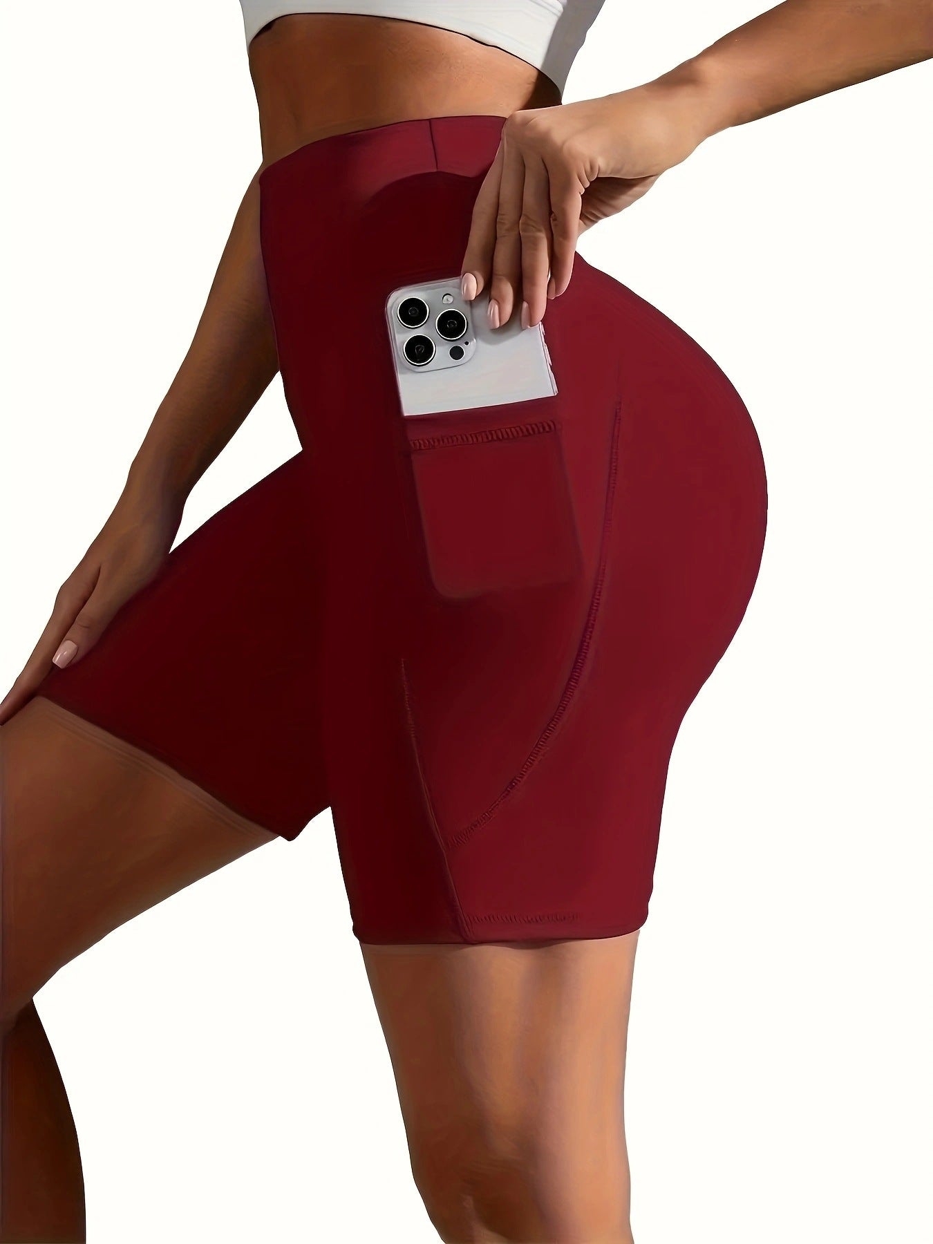 Plus Size Five-point Pocket Yoga Pants High Waist Hip Lift Sports Shorts