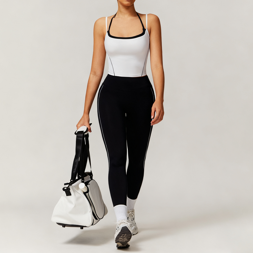 Elastic Faux Two-Piece Fitness Set