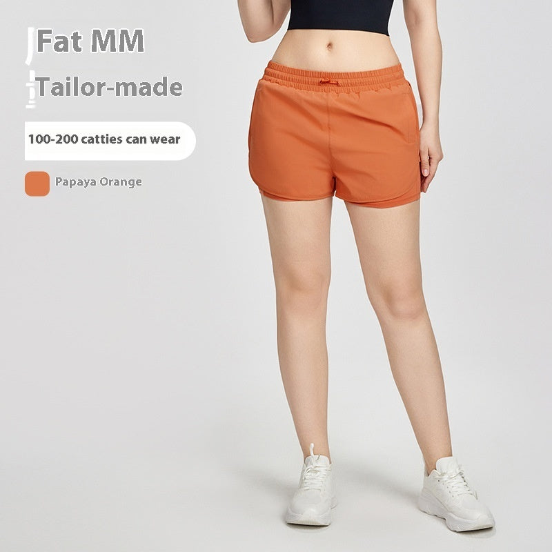 Outdoor Wear Anti-Exposure Yoga Shorts with Pockets – Women's High-Waist Drawstring Workout Shorts