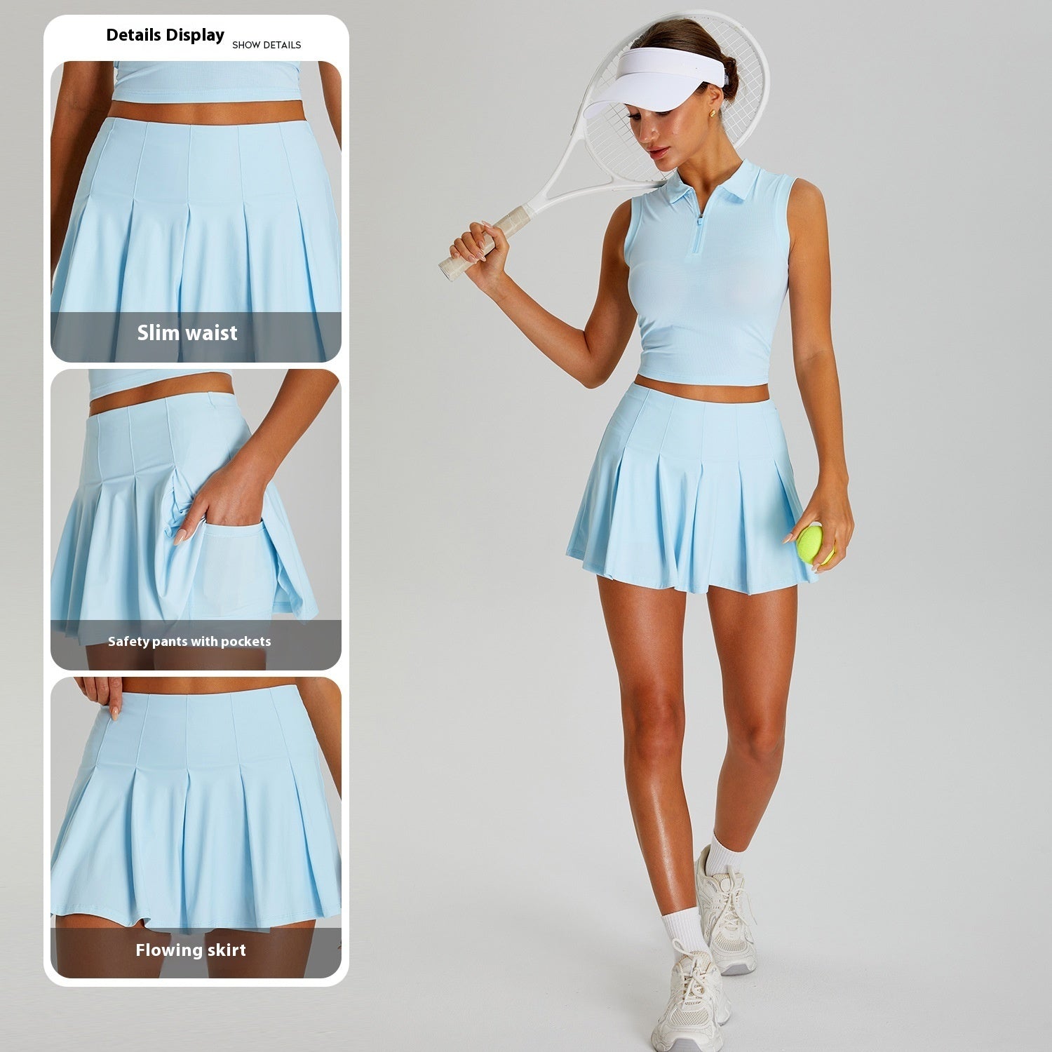 Women's Outdoor Sports UV Protection Tennis Suit Breathable Quick-drying Yoga Clothes Suit