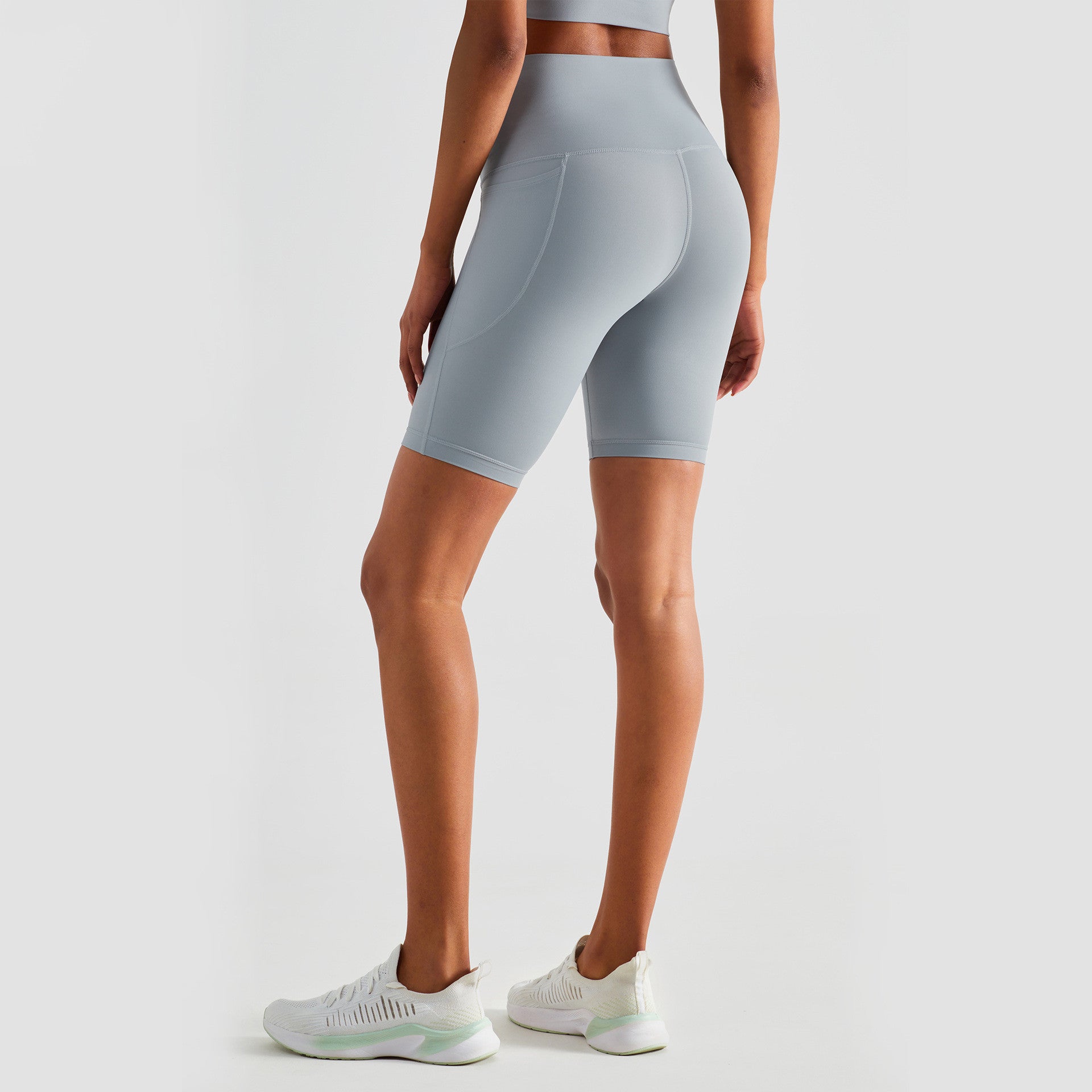 Peach Hip Lift Yoga Shorts with Side Pockets – Women's High-Waist Workout Shorts