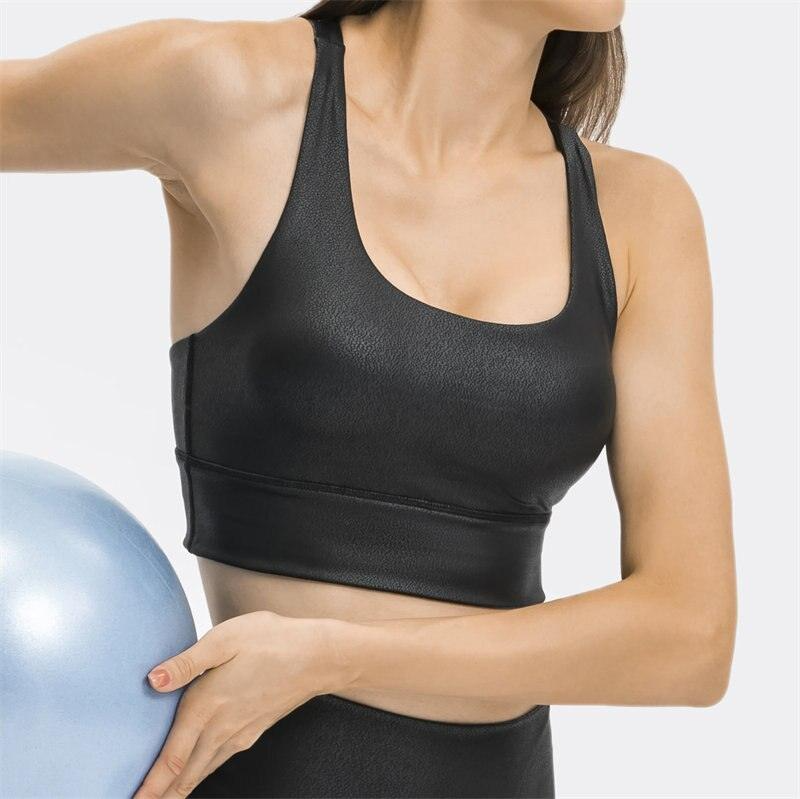Matte Leather Print Sports Bra