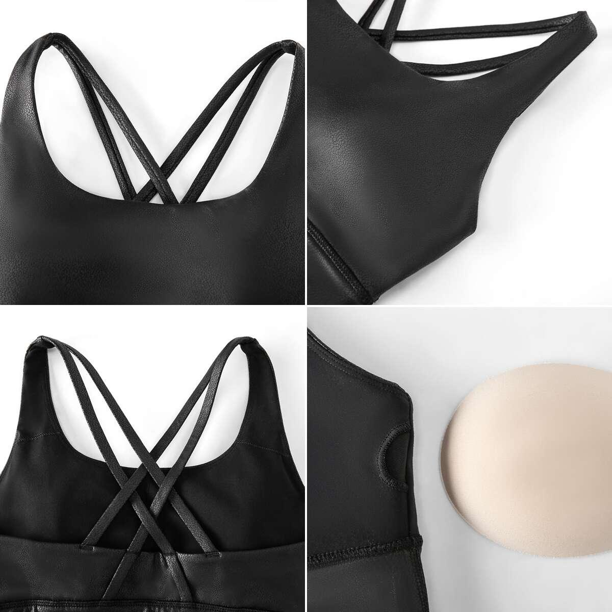 Matte Leather Print Sports Bra