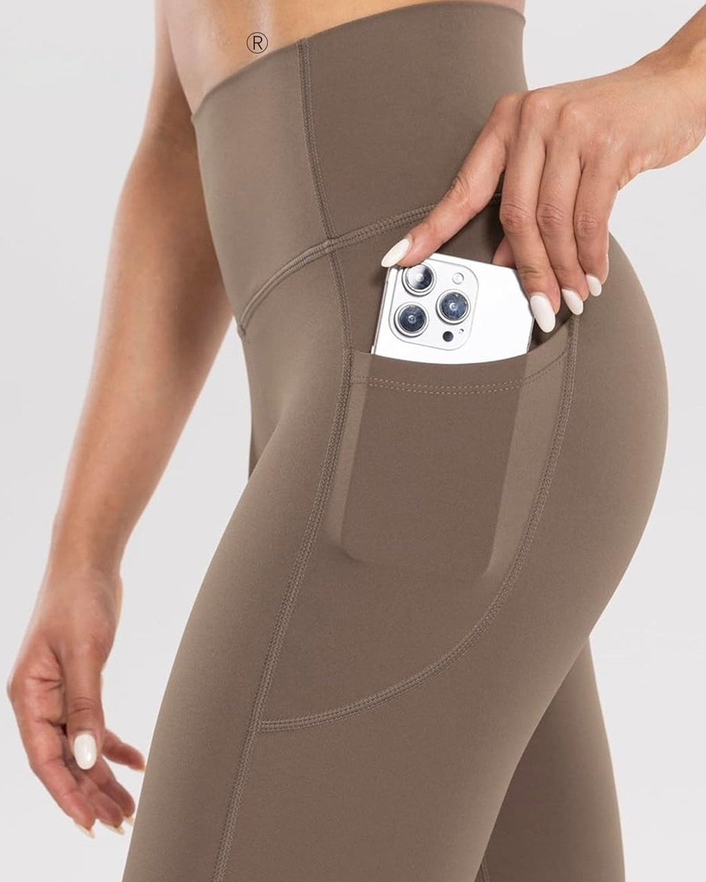 High-Waist Nude-Feel Seamless Fitness Pants With Pocket