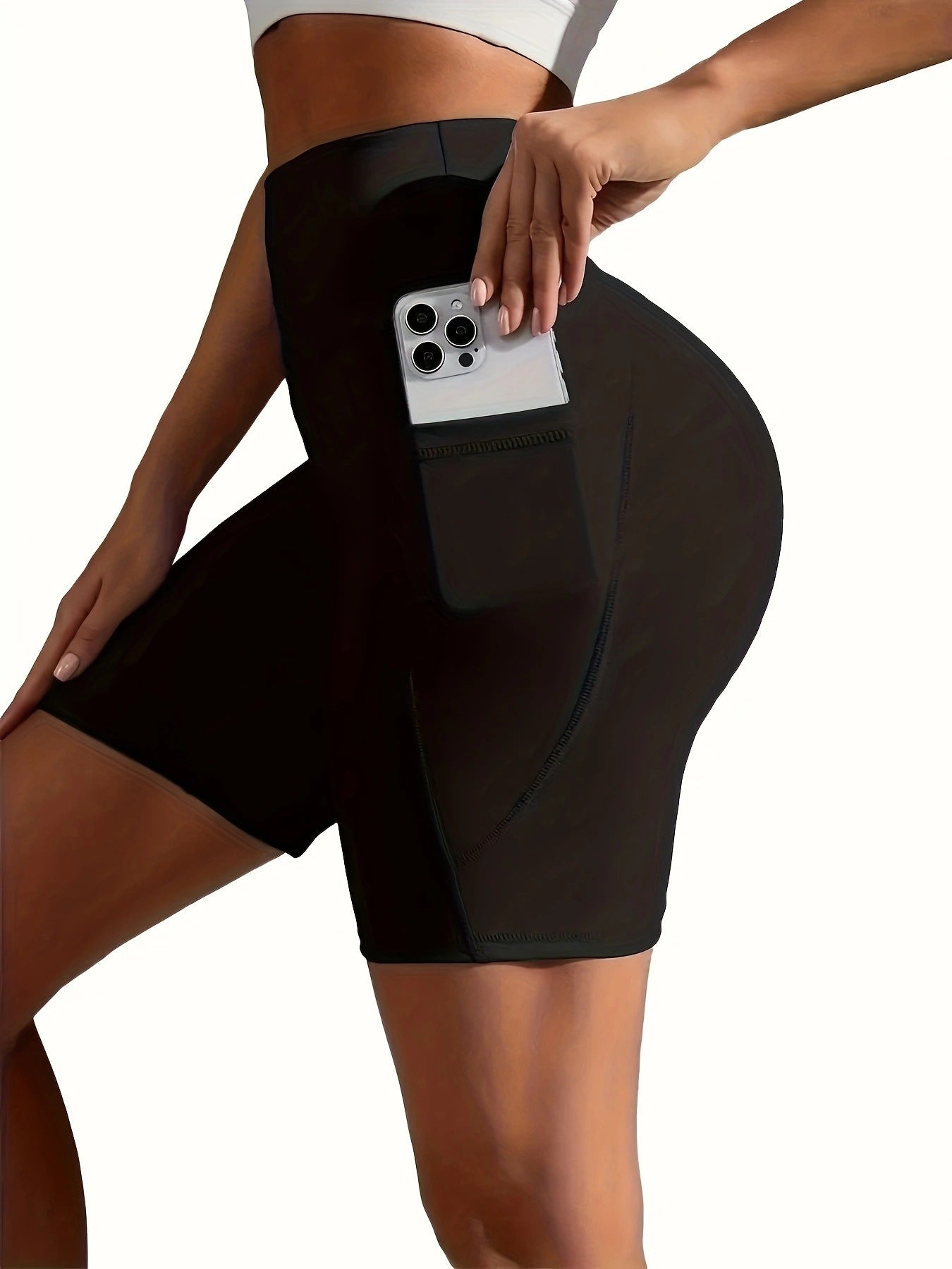 Plus Size Five-point Pocket Yoga Pants High Waist Hip Lift Sports Shorts