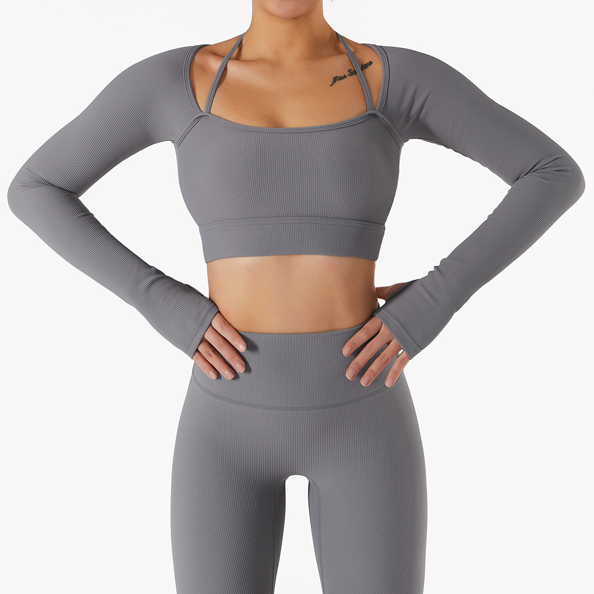Women’s Sports Top – Quick-Dry Long Sleeve Yoga Shirt with Chest Pad, Slim Fit Workout Wear