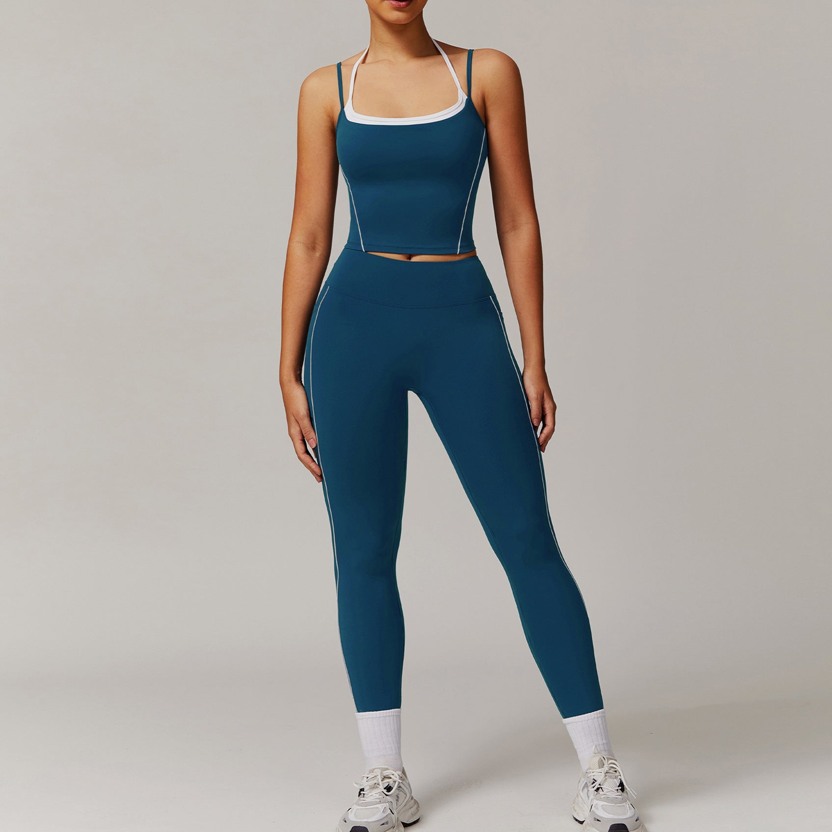 Elastic Faux Two-Piece Fitness Set