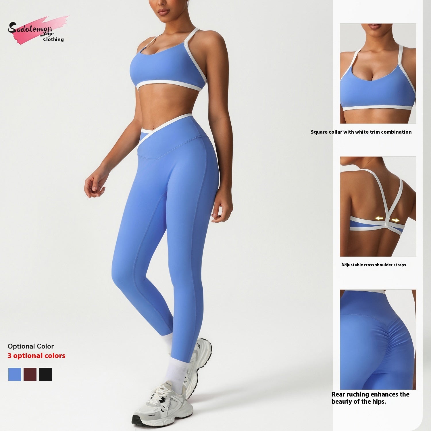 Peach Hip High Waist Tight Yoga Pants Suit