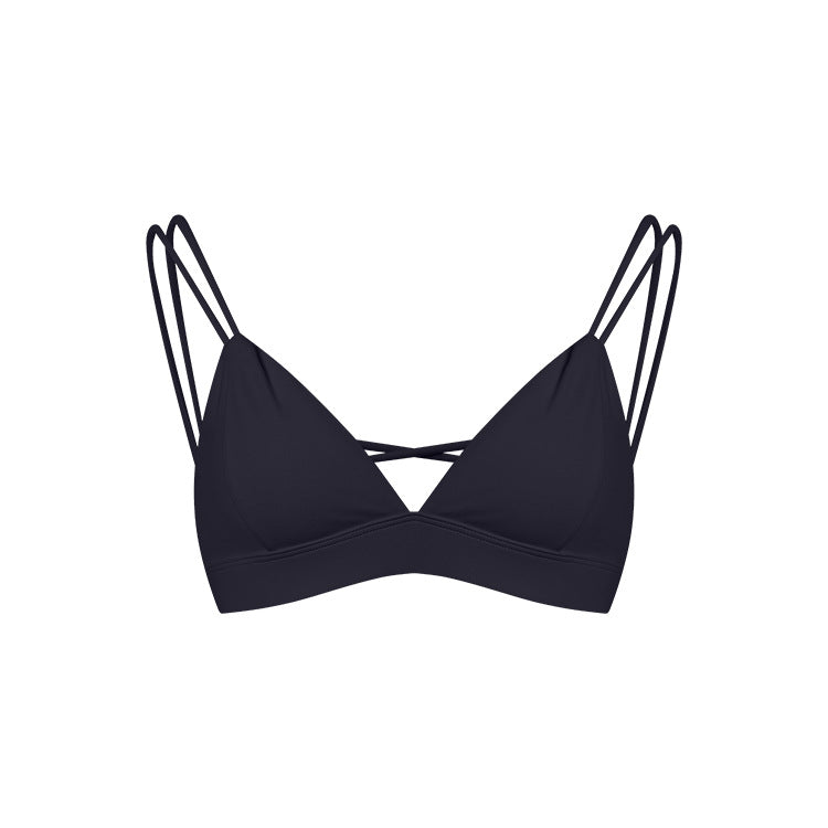 Women's Spaghetti Strap Bra Deep V Versatile Cross Sports Bra