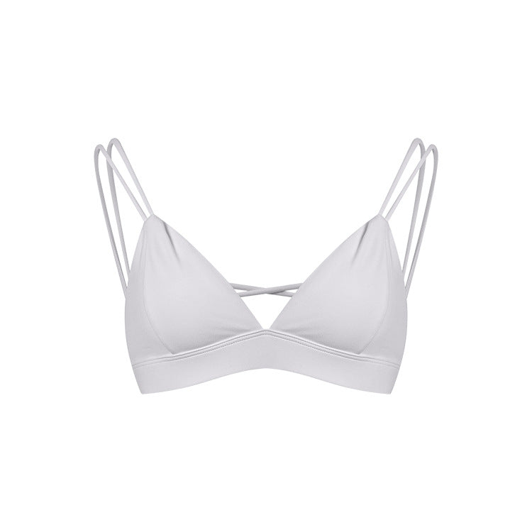Women's Spaghetti Strap Bra Deep V Versatile Cross Sports Bra