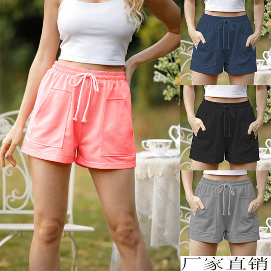 Summer New High Waist Lace Up Loose Wide Leg Pants