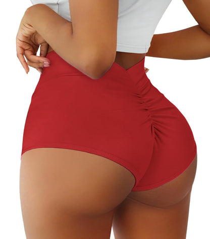 Hip Lifting Yoga Shorts with V-Back Design – Women's High-Waist Workout Shorts