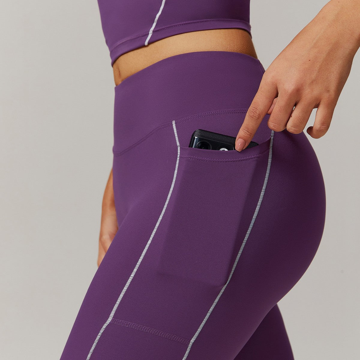 Elastic Faux Two-Piece Fitness Set