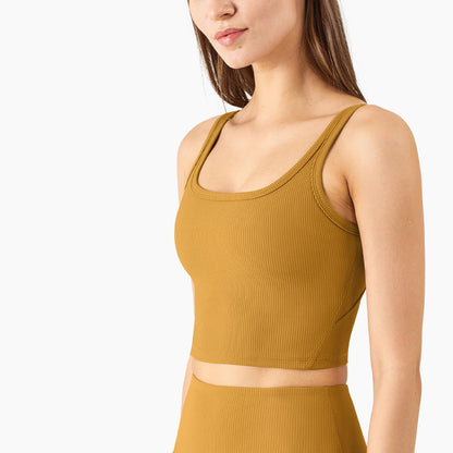 Women's Skin-Friendly Sports Yoga Vest – High Elastic Gathered Underwear Top